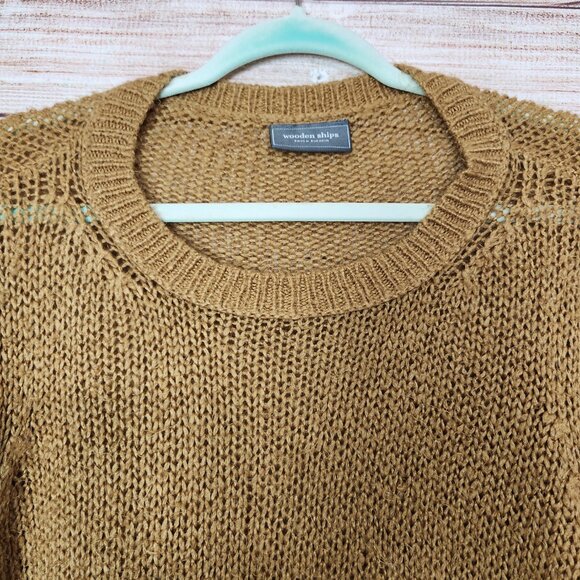 Wooden Ships Sweater Mohair Wool Cable Knit Brown Women's Size M/L - Picture 2 of 14